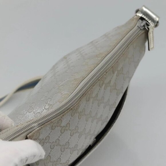 GUCCI GG Canvas Sherry Line Shoulder Bag Gray Silver blue 145857 Auth bs23771 - Picture 8 of 16